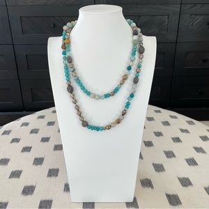 Hipchik Necklace. Beaded Necklace with Semi-Precious Stones. 22 inches long.